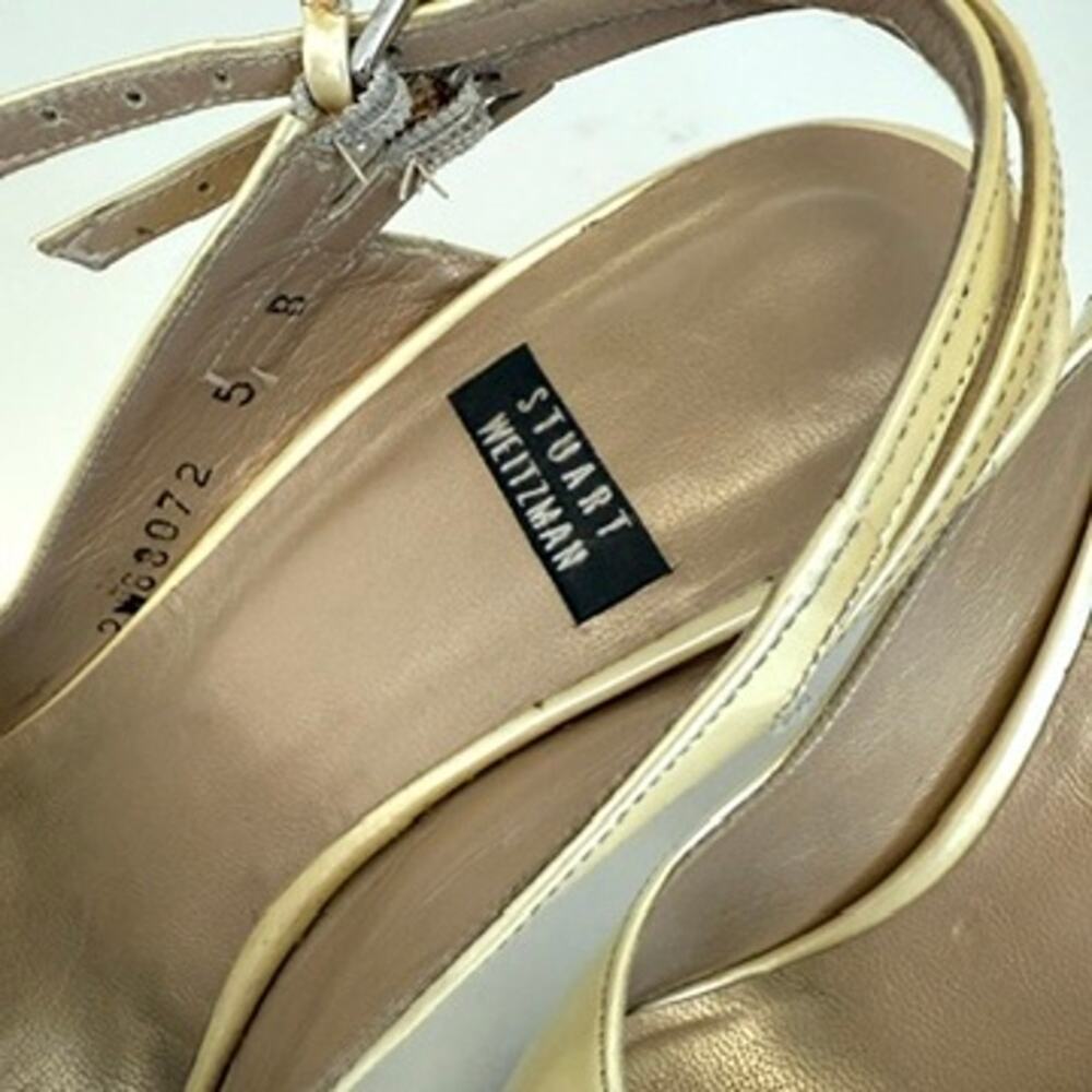 STUART WEITZMAN Slingback Heels Ivory Patent Leather Pointed Toe Size 5 Evening - Picture 10 of 11